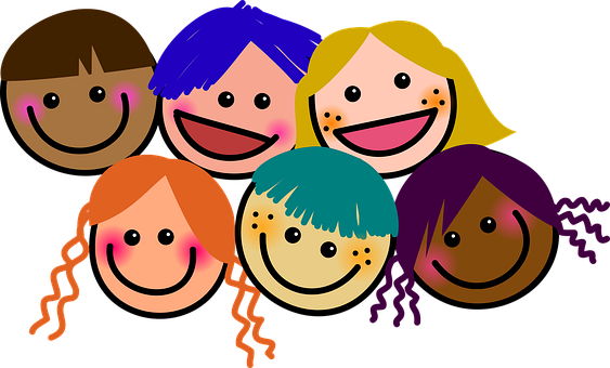 enfants dessin de 6 visages d'enfants souriants