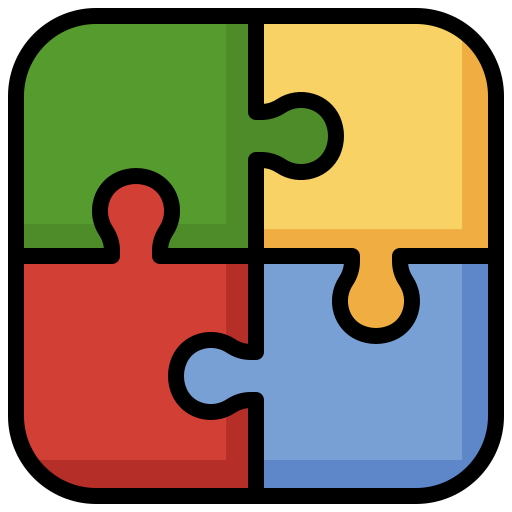 4 pièces de puzzle colorées