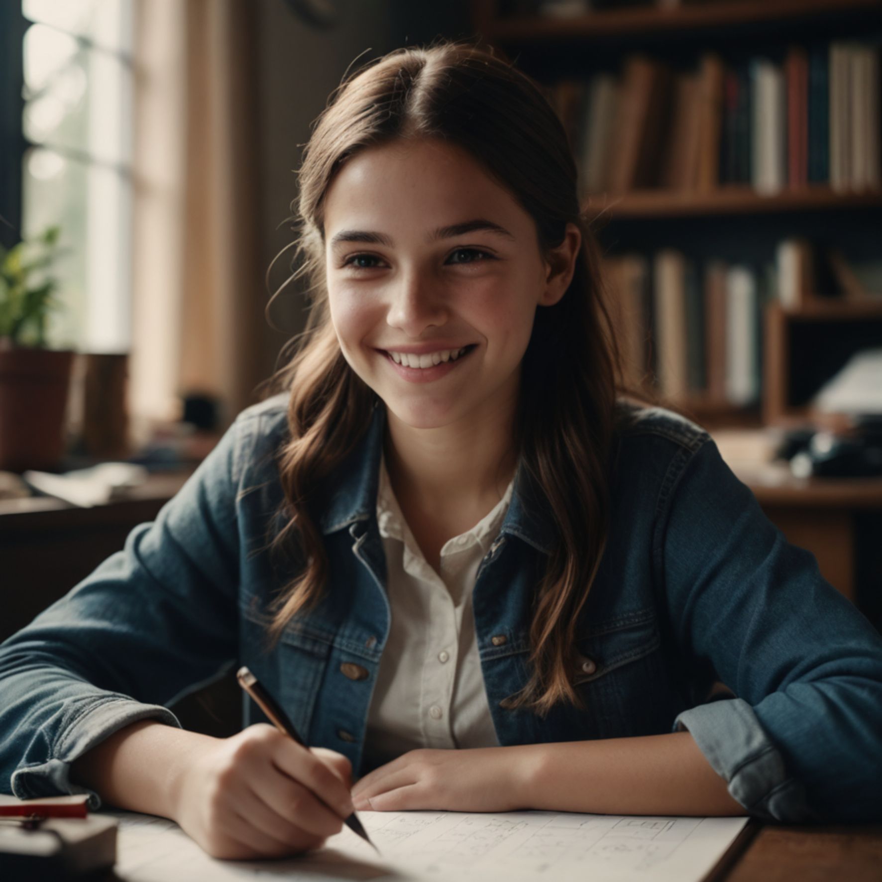 jeune fille ado heureux d'apprendre